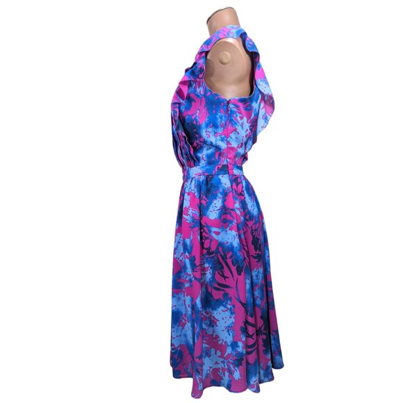 Banana Republic 4 Dress Tropical Print Knee Length Flutter Sleeves Pockets - Picture 2 of 9